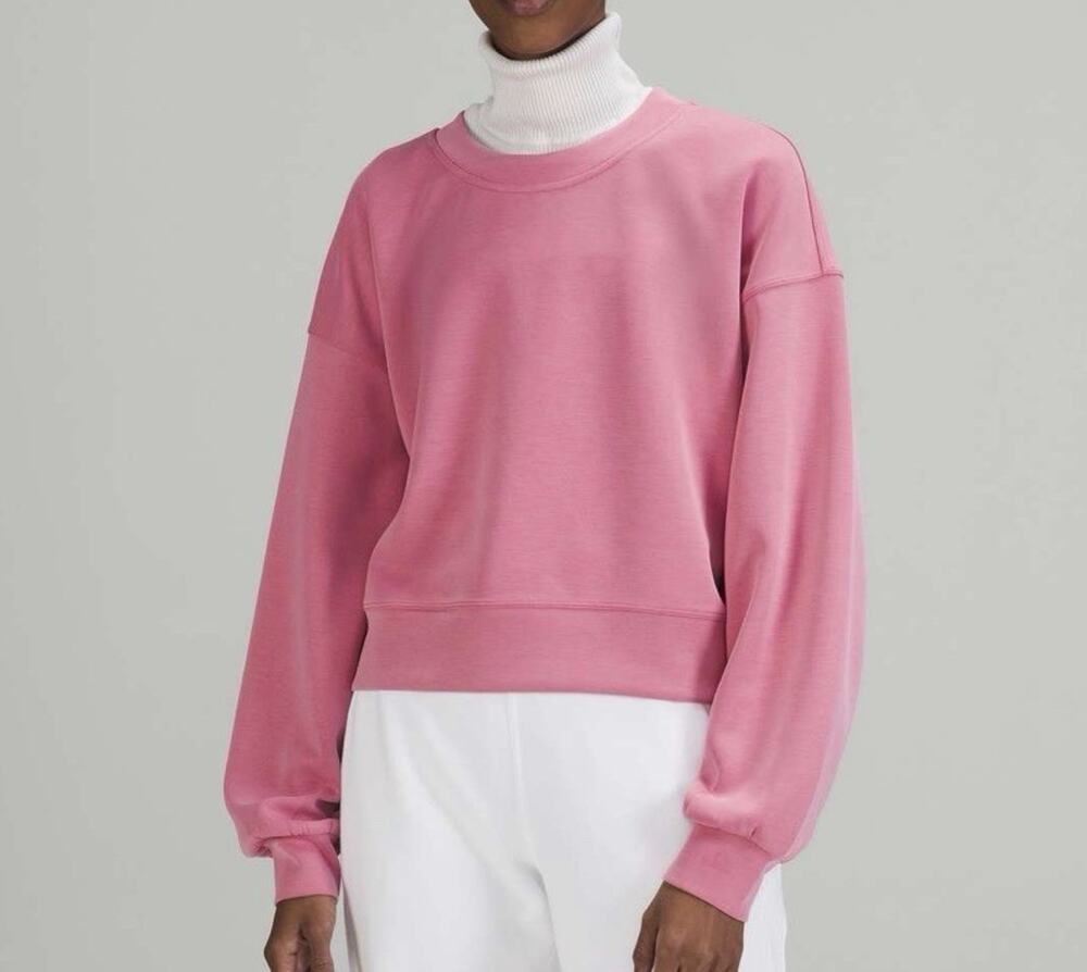 Lululemon Perfectly Oversized Cropped Crew Sweatshirt Softstreme Size 8 Pink